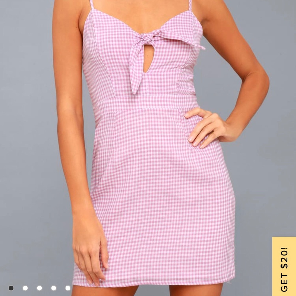 Lulus pink gingham mini dress